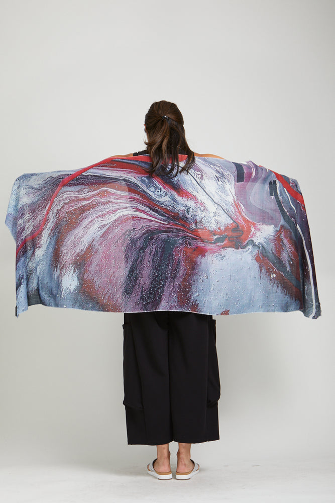 Cashmere Scarf Red plume Print